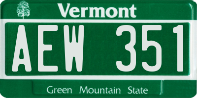 VT license plate AEW351