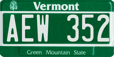 VT license plate AEW352