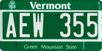 VT license plate AEW355
