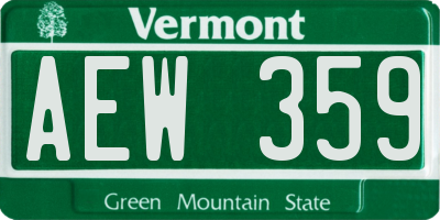 VT license plate AEW359
