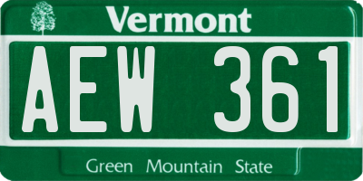 VT license plate AEW361
