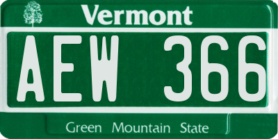 VT license plate AEW366