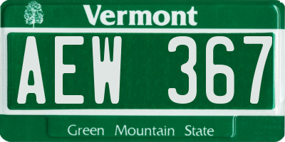 VT license plate AEW367