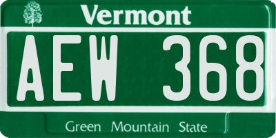 VT license plate AEW368