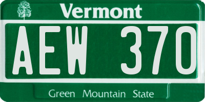 VT license plate AEW370