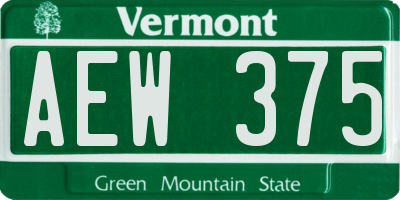 VT license plate AEW375