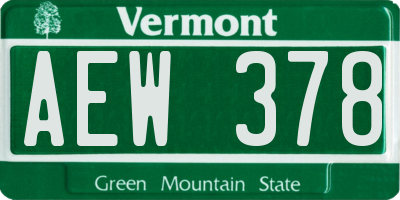 VT license plate AEW378
