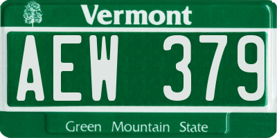 VT license plate AEW379