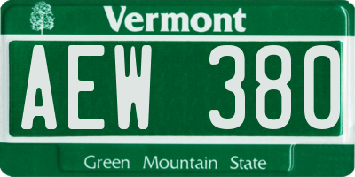 VT license plate AEW380