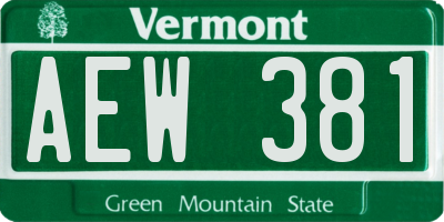 VT license plate AEW381