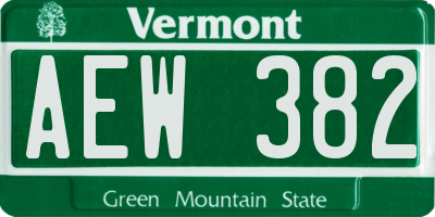 VT license plate AEW382