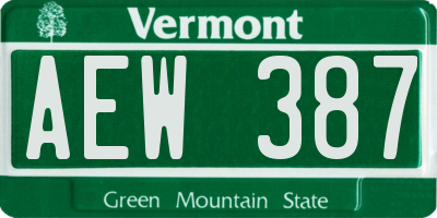 VT license plate AEW387