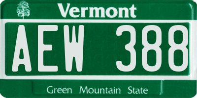 VT license plate AEW388