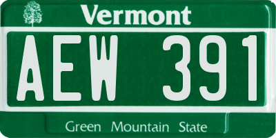 VT license plate AEW391