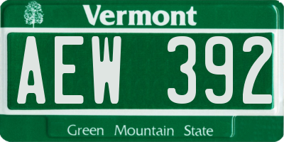 VT license plate AEW392