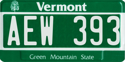 VT license plate AEW393