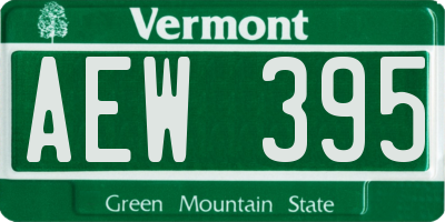 VT license plate AEW395