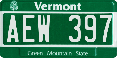 VT license plate AEW397