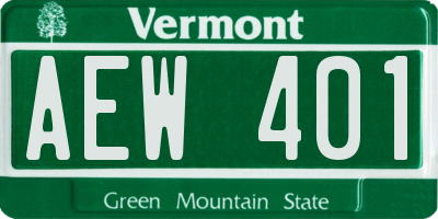 VT license plate AEW401