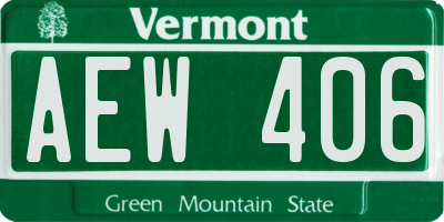 VT license plate AEW406