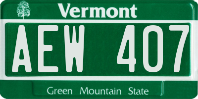 VT license plate AEW407