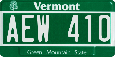 VT license plate AEW410