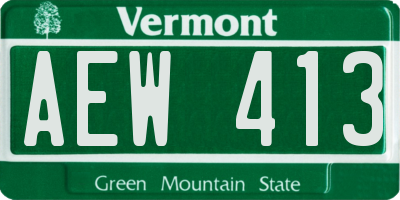VT license plate AEW413