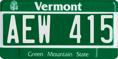 VT license plate AEW415
