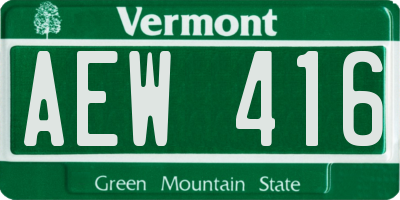 VT license plate AEW416