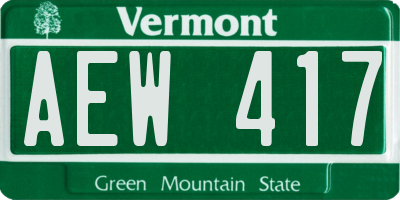 VT license plate AEW417
