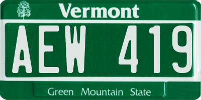 VT license plate AEW419