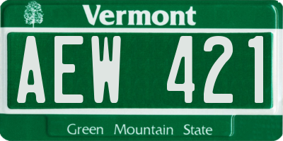 VT license plate AEW421