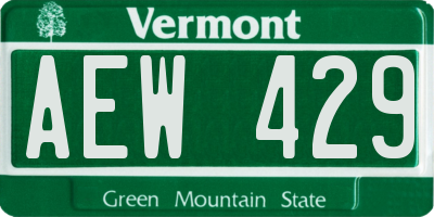 VT license plate AEW429