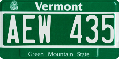 VT license plate AEW435