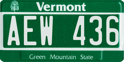 VT license plate AEW436