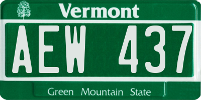 VT license plate AEW437