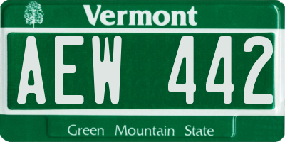 VT license plate AEW442