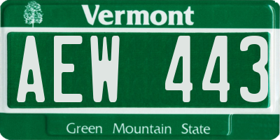 VT license plate AEW443