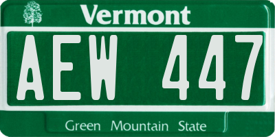 VT license plate AEW447