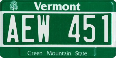 VT license plate AEW451