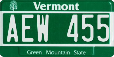 VT license plate AEW455