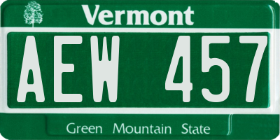 VT license plate AEW457
