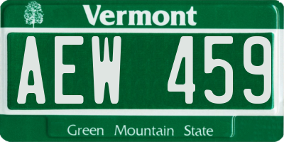 VT license plate AEW459
