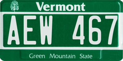 VT license plate AEW467