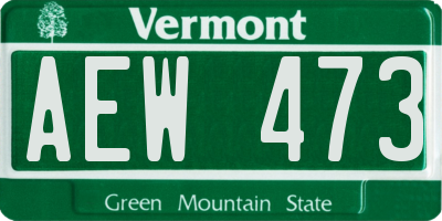 VT license plate AEW473