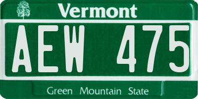 VT license plate AEW475