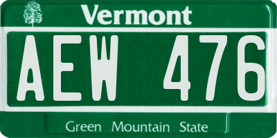 VT license plate AEW476