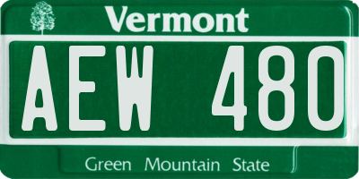 VT license plate AEW480