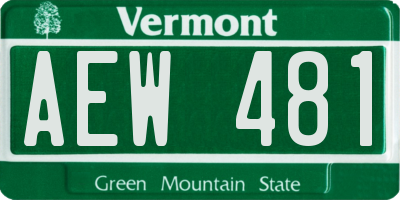 VT license plate AEW481