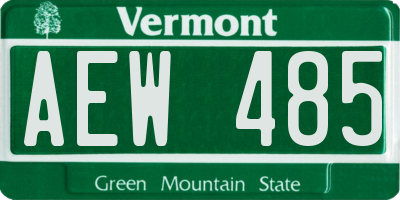 VT license plate AEW485
